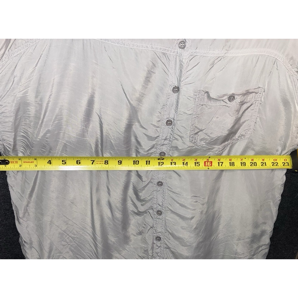 Pete & Greta Grey Shirt XS Extra Small Long Sleeve Rolled Up Button Top Cupra - Picture 7 of 9